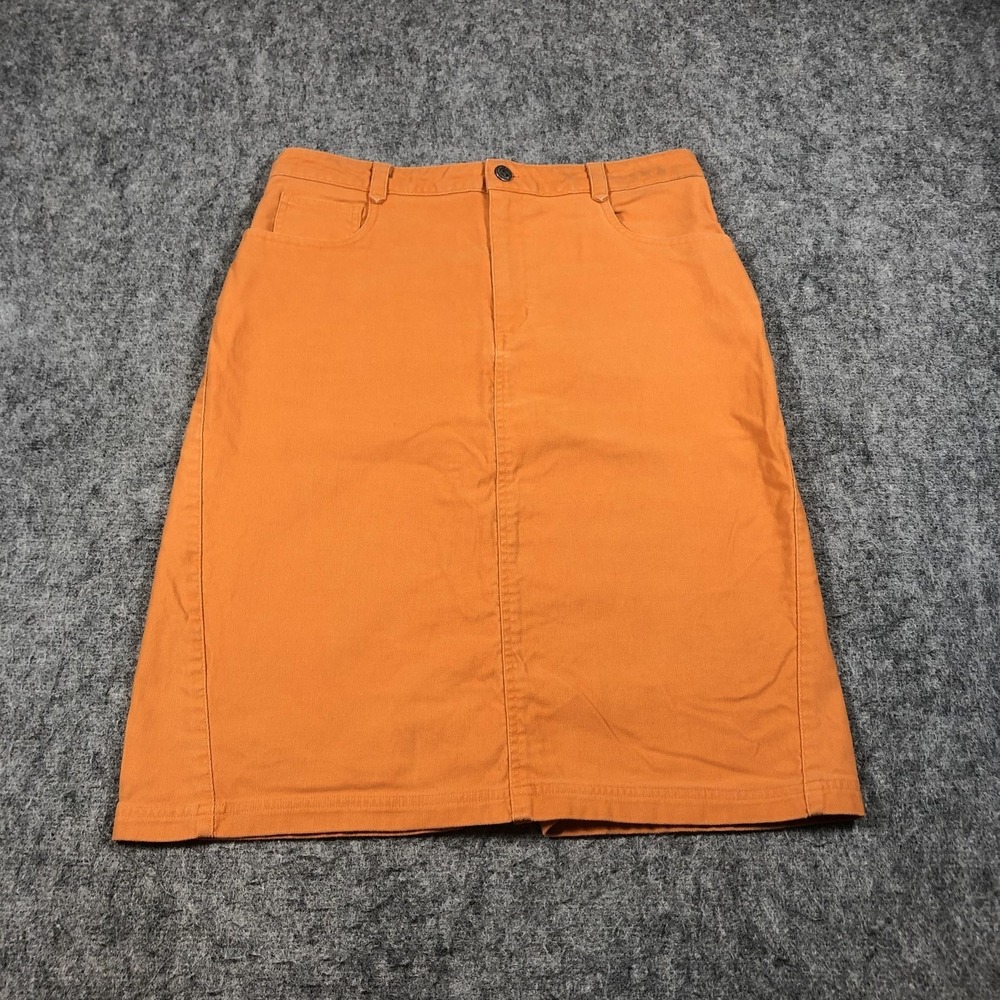 Patagonia‎ Womens 8 Orange Organic Cotton Twill Knee Length Skirt Pockets